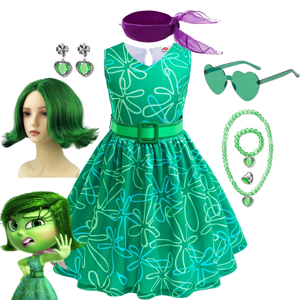 

Girls Movies Inside Out Halloween Cosplay Costume Dress Disguise Clothes With Scarf Belt Outfits Kids Party Suit Clothes