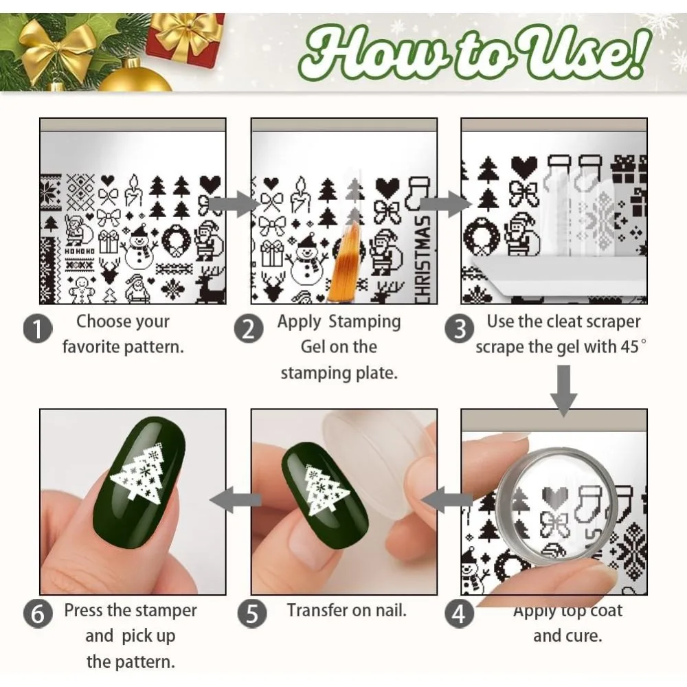 5Pcs Christmas Nail Art Stamping Plate Template Set