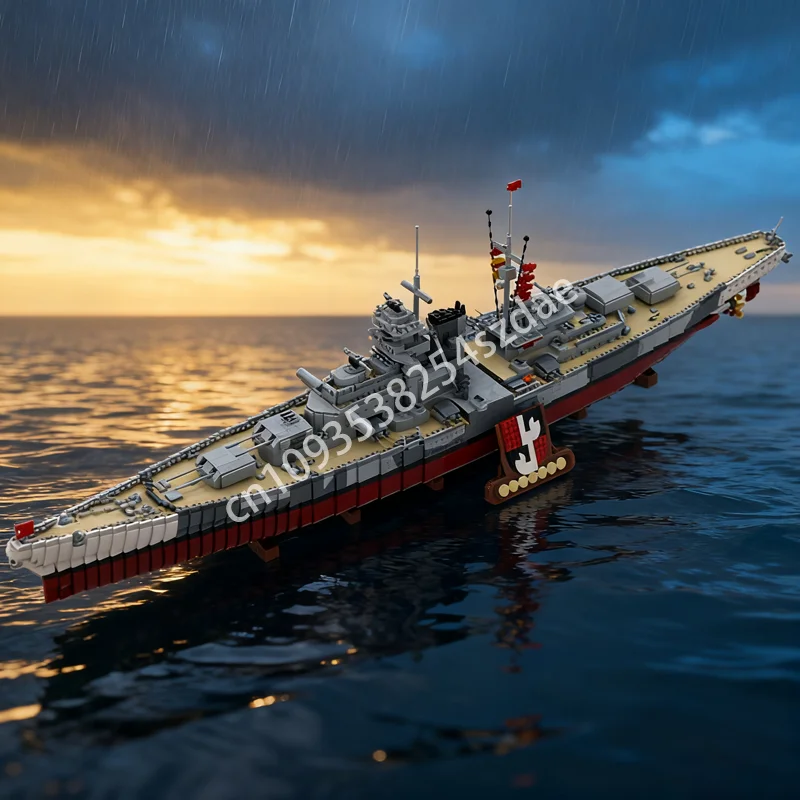 

9432 шт. MOC линкор Тирпиц, парусиновая модель, строительные блоки, архитектурная игрушка, сделай сам, креативный кирпич, рождественские подарки, детский день рождения