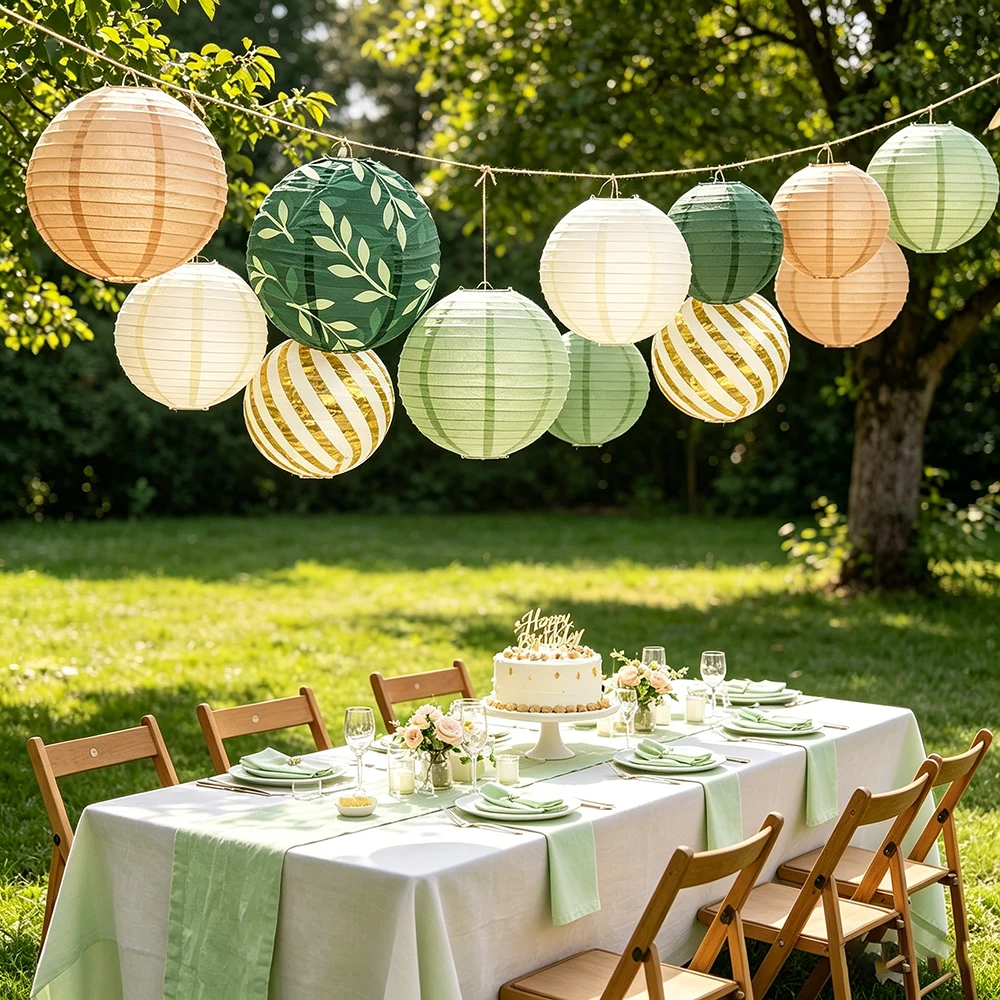 12PCS Sage Green Paper Lantern - đánh giá và giá Wedding Supply Rentals