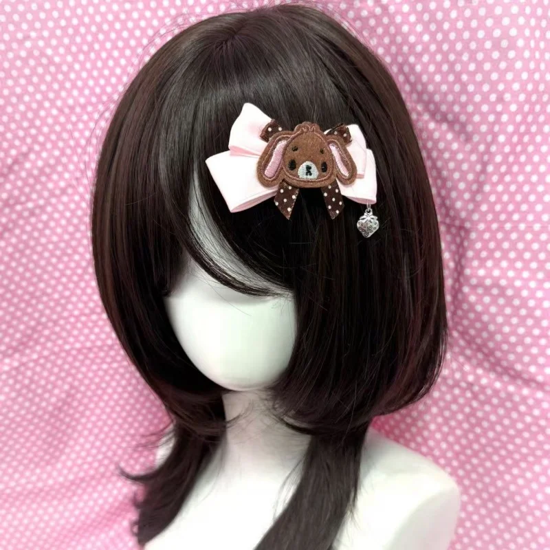 Kawaii Sanrio Sugarbunnies Silver Strawberry Bow Bobby Pin Handmade Hair Ornament Fixed Fragmented Hair Dress Matching Girl Gift
