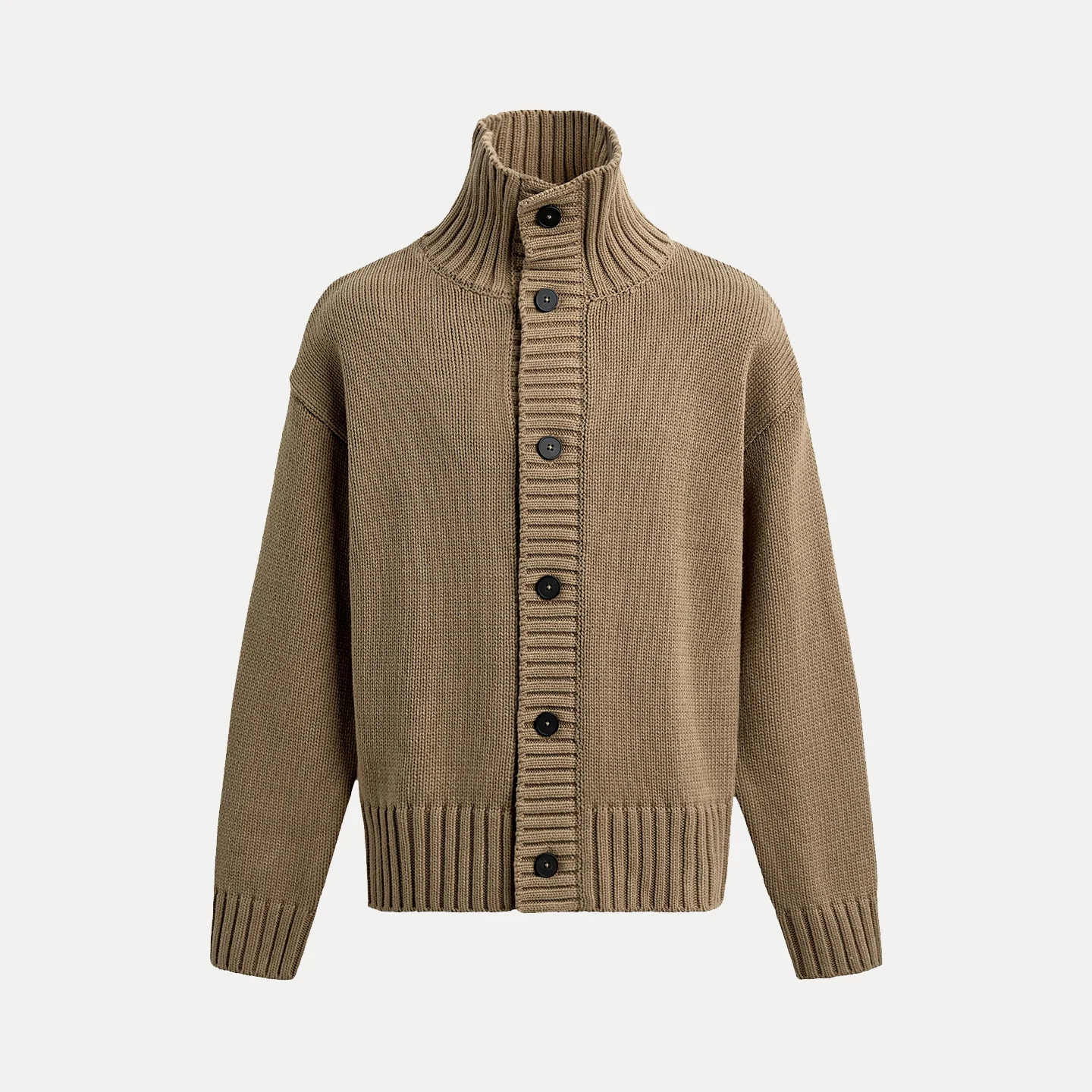 محبوك عالية الياقة طويلة Sve الملمس الرجال ملابس خارجية عادية فضفاضة تناسب الشباب Faionable شخصية تريكو الخريف 2025