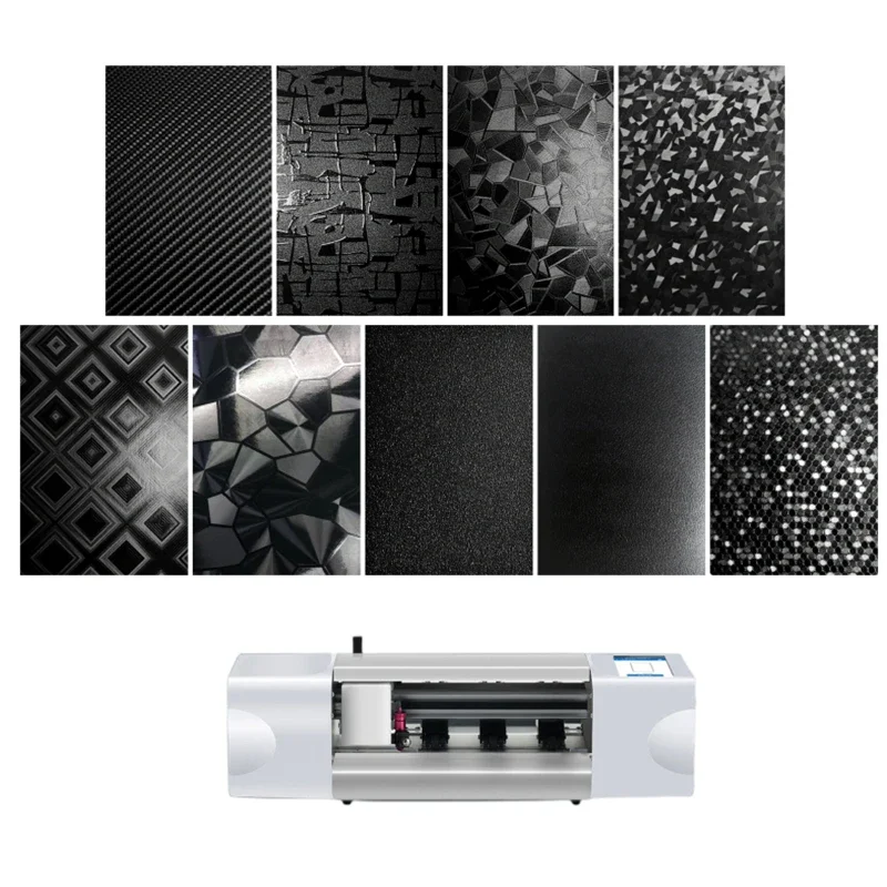 

50pcs Black Back Film Protector Sticker For Blade Cutting Machine Universal 3D Texture Decorative Back Cover For Mobile Phone