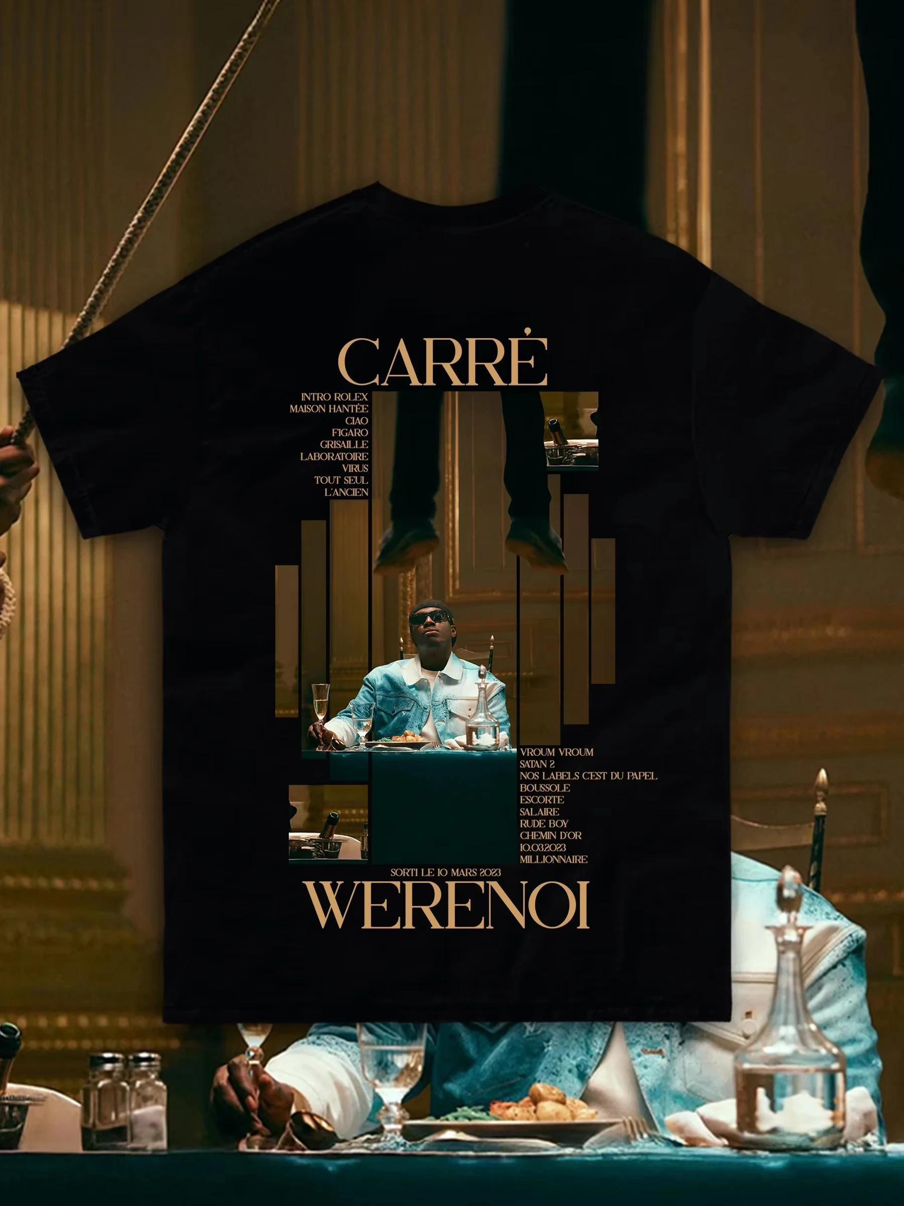 Rapper WeRenoi Carré Album Graphic Print T Shirt Men Women Hip Hop Fashion Pop Music T-shirts Summer Male Casual Vintage Tshirt