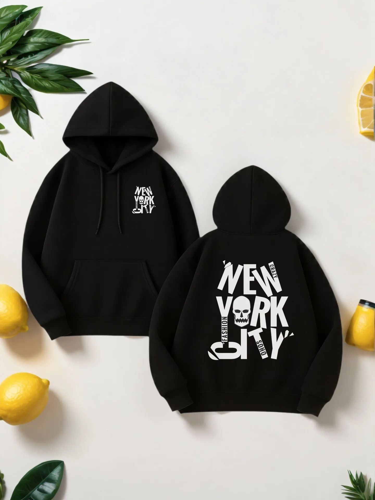 

Men’s Graphic Hoodie, Skull and Letter Print, Streetwear Style, Fleece Lined, for Men and Teens, For Everyday Wear