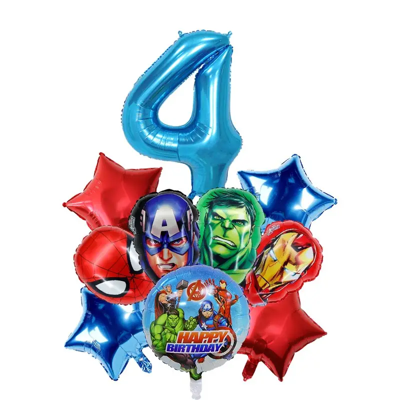 Decoraciones de cumpleaños de Los Vengadores, Spiderman, Hulk, Iron Man, vajilla, platos, tazas, globos, superhéroes de MARVEL, suministros para