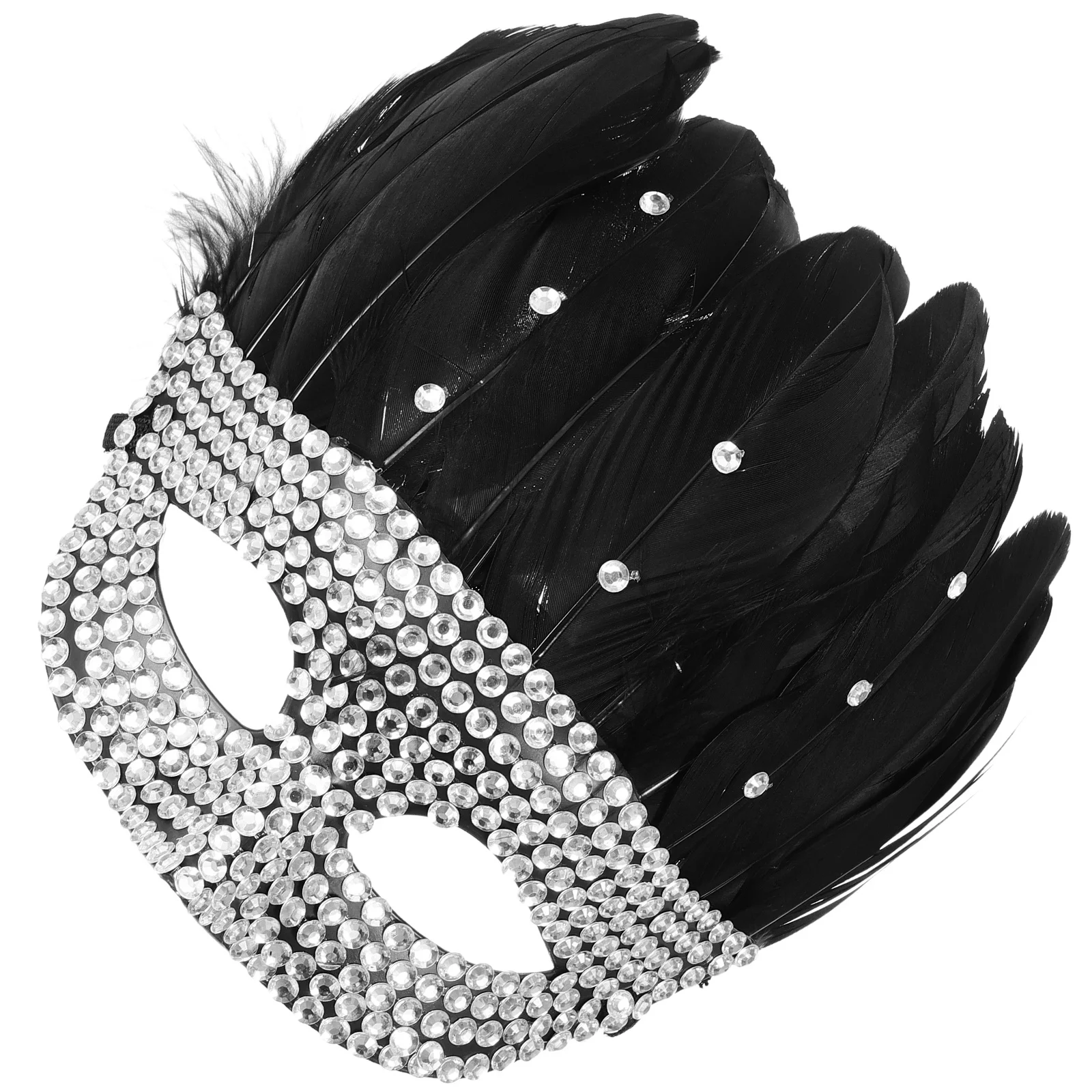Strass meia máscara para adultos festivo pluma decoração máscara criativa prop para halloween masquerade cosplay festa traje feminino