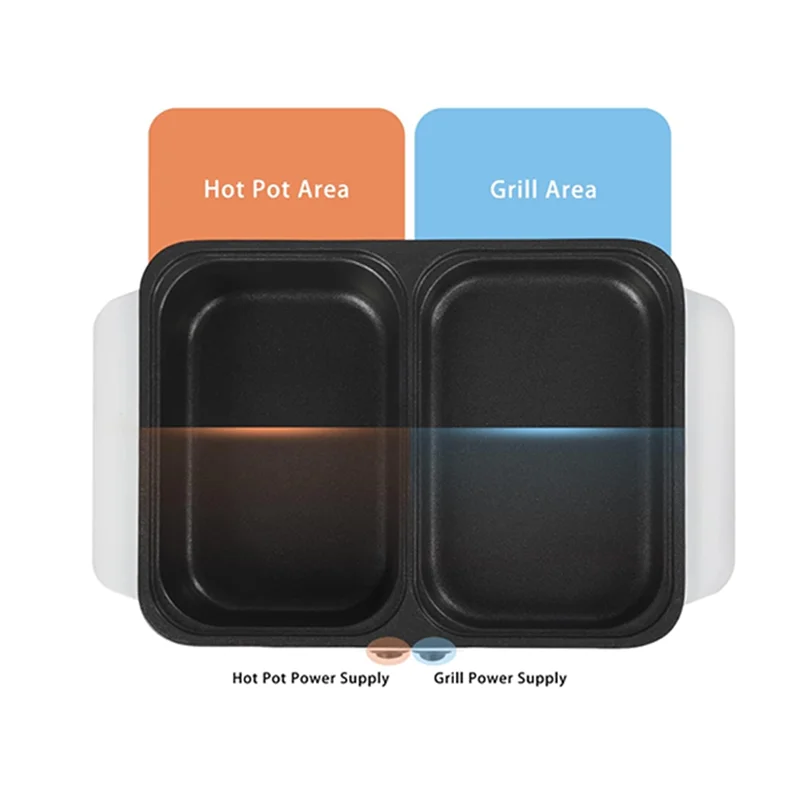 

UISN 2 In 1 Indoor Non-Stick Electric Hot Pot And Frying Pan Portable Electric BBQ Grill For Indoor Family Gatherings EU Plug A