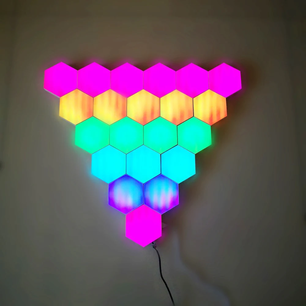 Smart WiFi App Quantum Light, DIY Lâmpada Criativa para Sala, Escritório Interior, Decoração de Parede de Fundo, Mesa Noturna