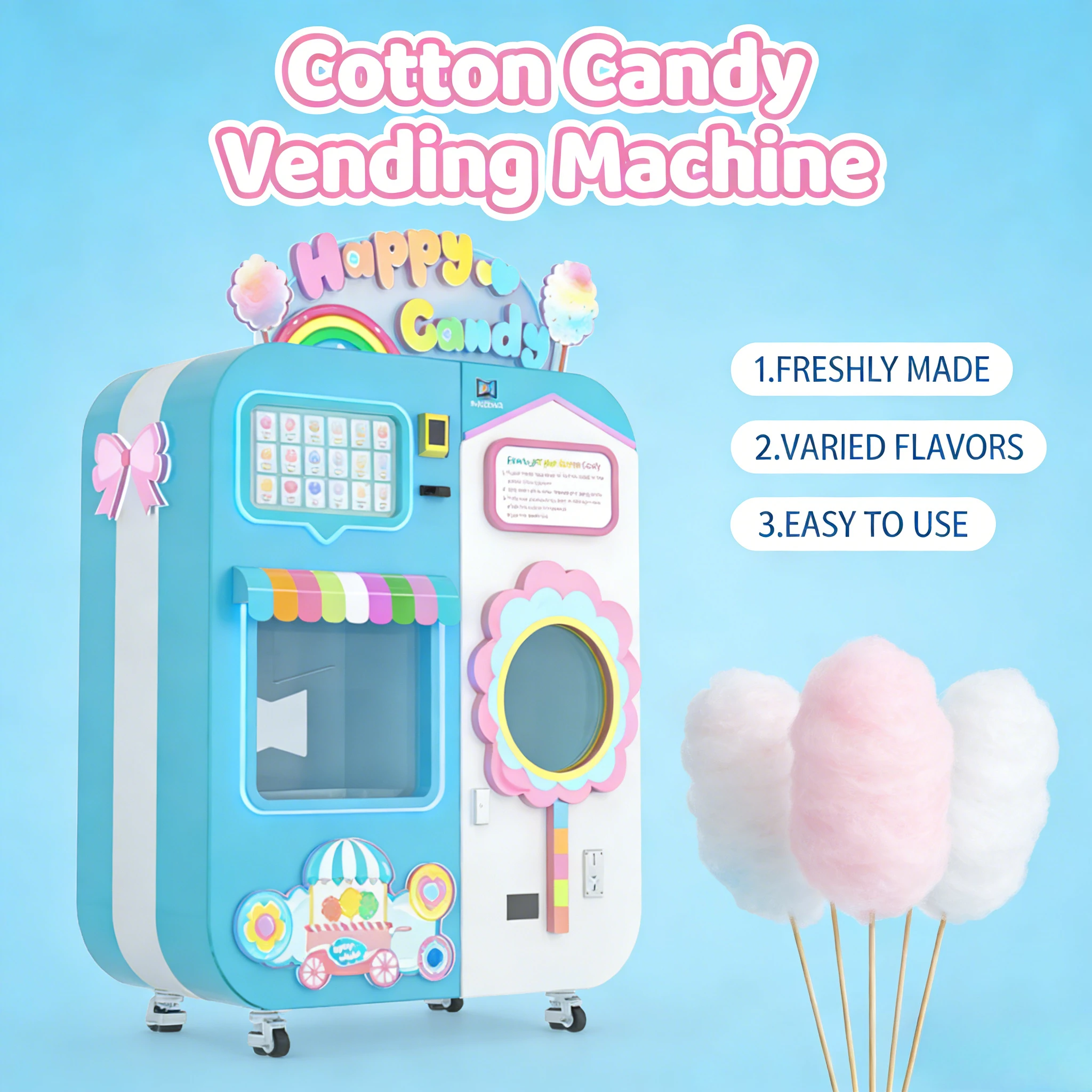 Customized Full Automatic Cotton Candy Vending Machine Snack Machines Cotton Candy Machine