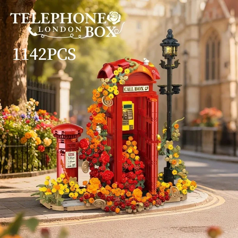 

1142PCS Creative Retro Phone Booth Model Building Blocks Exquisite Collectibles Construction Bricks Toy Gift For Friends