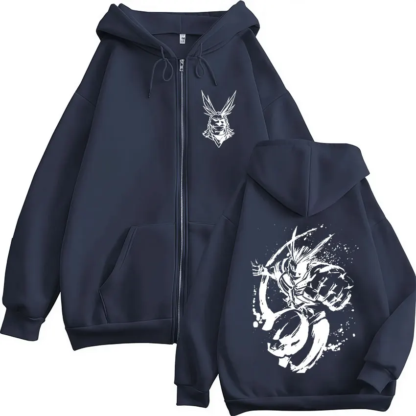 Anime My Hero Academia All Might Kapuzenpullover mit Reißverschluss für Herren und Damen, modischer Harajuku-Stil, Fleece-Kapuzenjacke mit Reißverschluss. – Detail 5