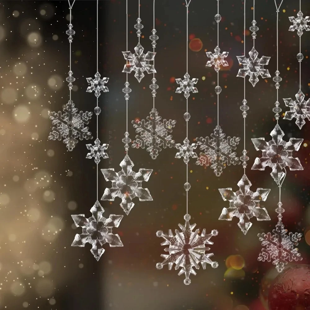 

Christmas Tree Acrylic Snowflake Decoration Party Decoration Transparent Snowflake Hanging Christmas Pendant Decoration