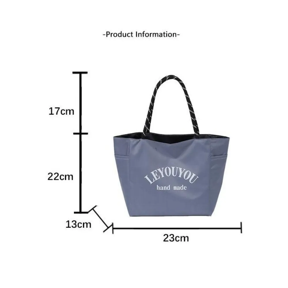 Casual Simple Letter Tote Bag Solid Color Large Capacity Lunch Bag Portable Waterproof Work Commuting Handheld Bag