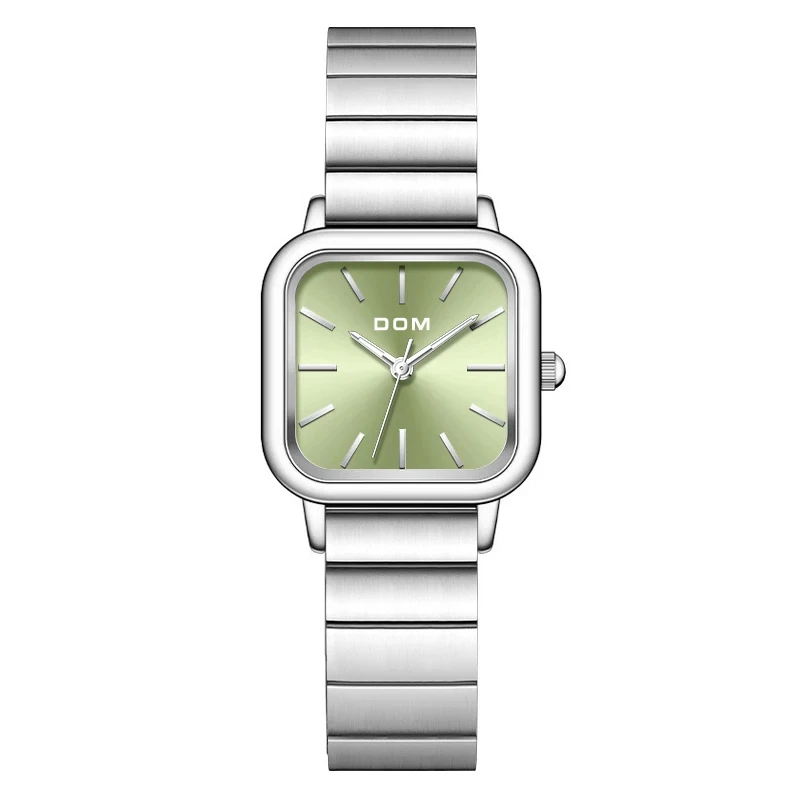 Dom-ساعة كوارتز بحزام فولاذي ، مقاوم للماء ، بسيط ، خفيف ، فاخر ، ماركة آلهة ، أخضر ، موضة ، G-1721D-3M