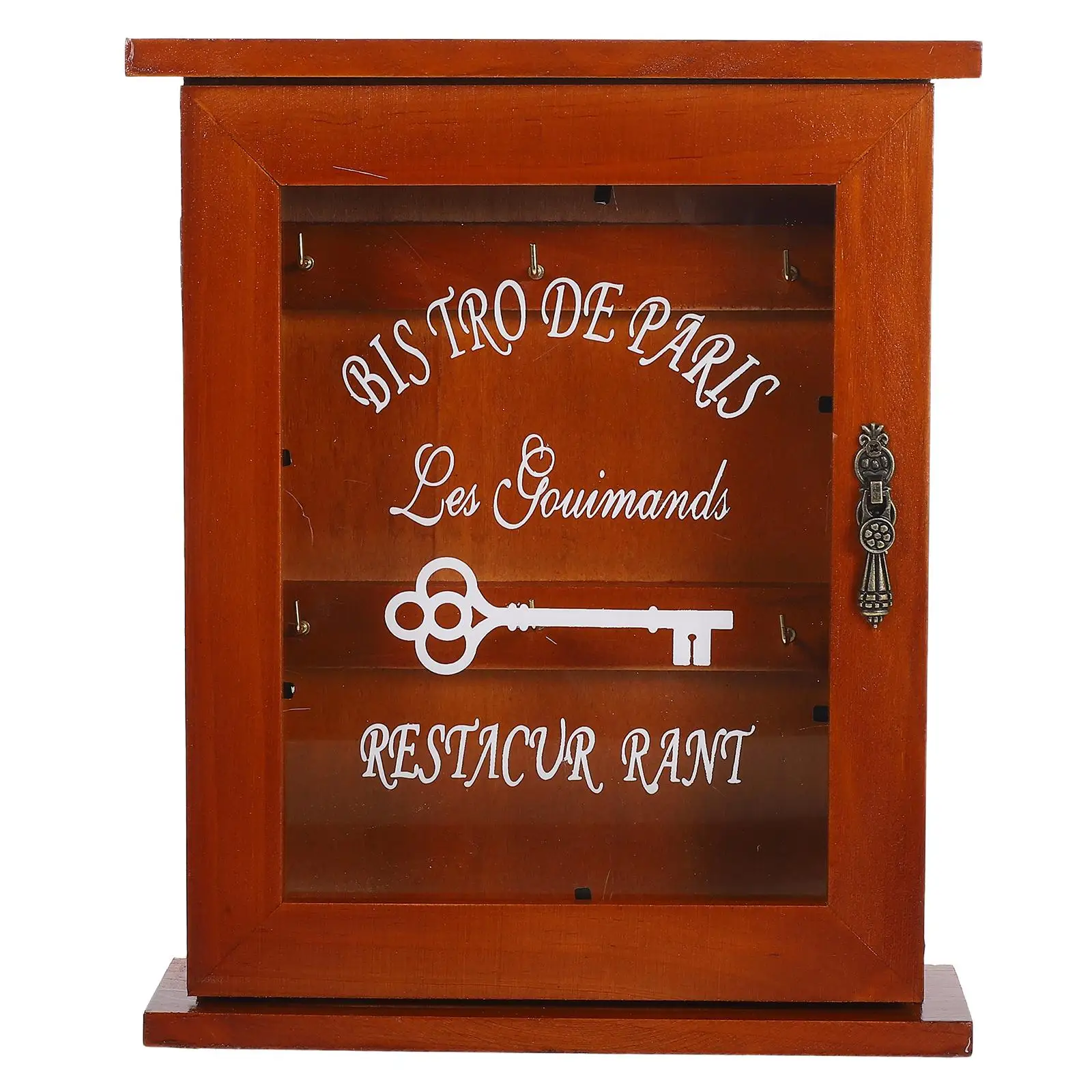 

Key Storage Box Wall Mounted Entry Door Decoration Compact Size Daily Items ganizer Wooden Glass Retro Style Home Storage