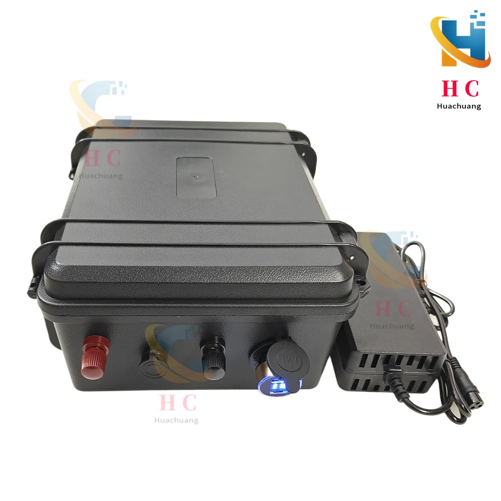 waterproof rechargeable 12V 60Ah 80Ah 120Ah 150ah 180ah 200ah Lithium ion battery for trolling motor boat propeller+10A Charger