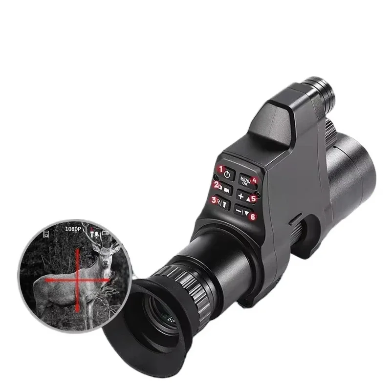NV4A Infrared Night Vision Monocular 4X Zoom HD Video ca mera Device Round Screen Crosshair Attach Night Hunting IR Digital Scop