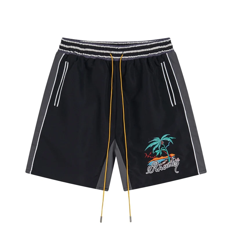 

Summer High Street RHUDE Casual Shorts Good-quality Splicing Embroidered Letters Loose Sports Shorts