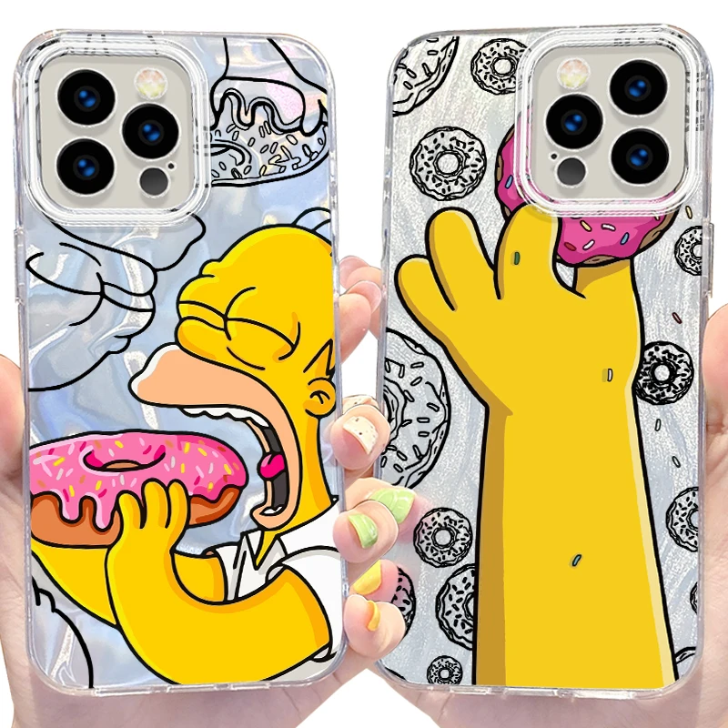 Simpsons Camlet Laser Phone Case for iPhone 16 15 14 13 12 11 Pro Max XR XS X 8 7 6S 6 Plus SE 2020 2022 Hard Shockproof Cover