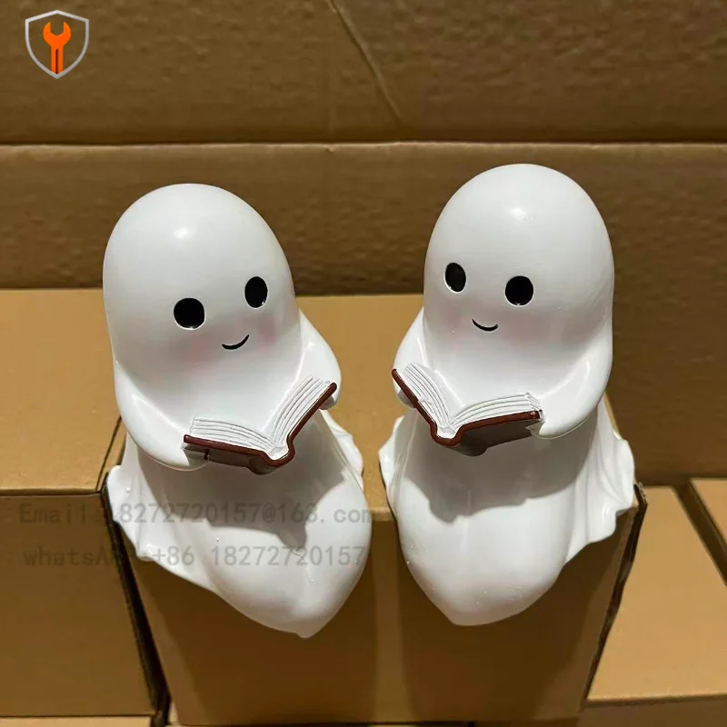 Cute Ghost Reading Book Lantern Halloween Night Lantern Ornament