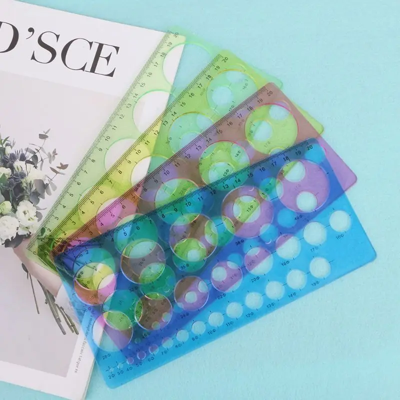 20 per Cerchi trasparenti Modello righello geometrico Cancelleria scolastica per bambini Stu