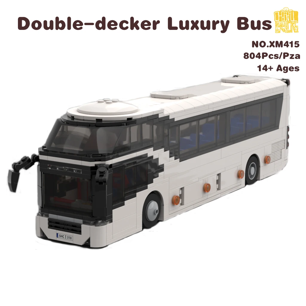 XM0415 Dubbeldekker Luxe Bus Model Met PDF-tekeningen Bouwstenen Bricks Kids DIY Speelgoed Verjaardag Kerstcadeaus