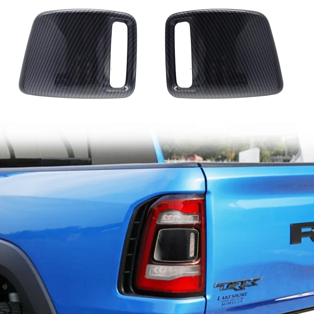 Rear Taillight Tail Light Lamp Cover Trim for -Dodge RAM 1500 2019 2020 2021 2022 Accessories, ABS Carbon Fiber