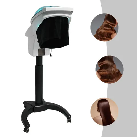 White Plastic Hair Steamer,7 Light 700W Standing Hair Steamer Adjustable Height 60*58*149cm for Home,Barber Stores