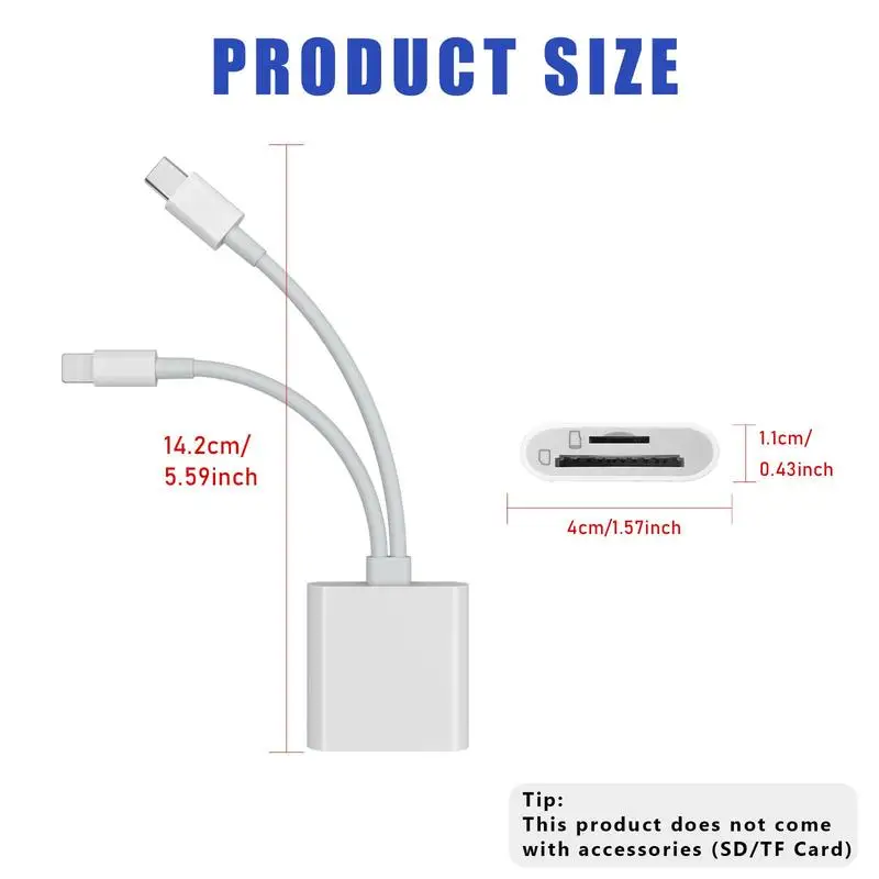 2-in-1 SD Card Reader, Portable Type-C Dual Slot, for Gaming/Office, Phone Accessory (64 chars)