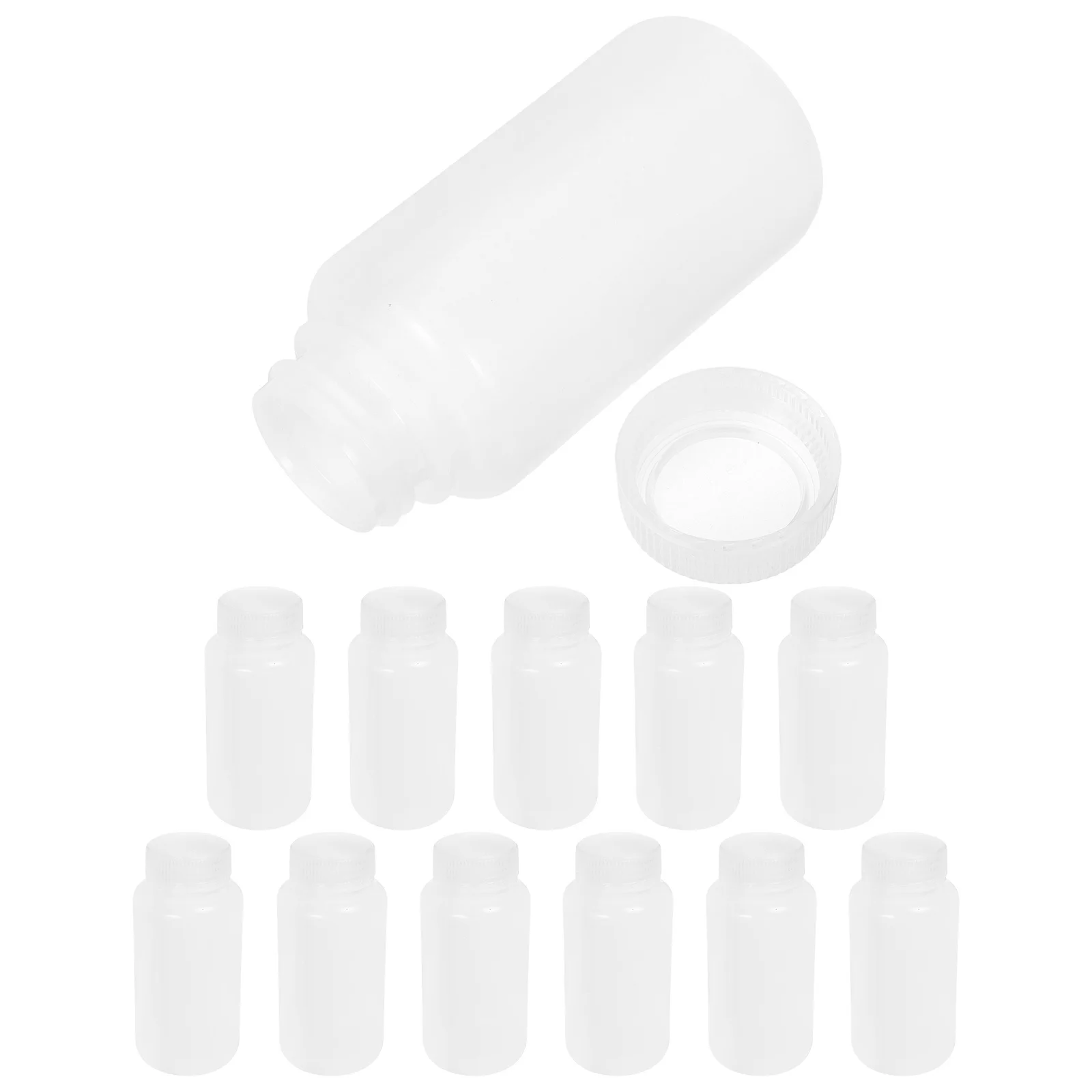

12Pcs Plastic Reagent Bottles 250Ml White Wide Mouth Lab Chemical Storage Bottles Lids for Sample Containment