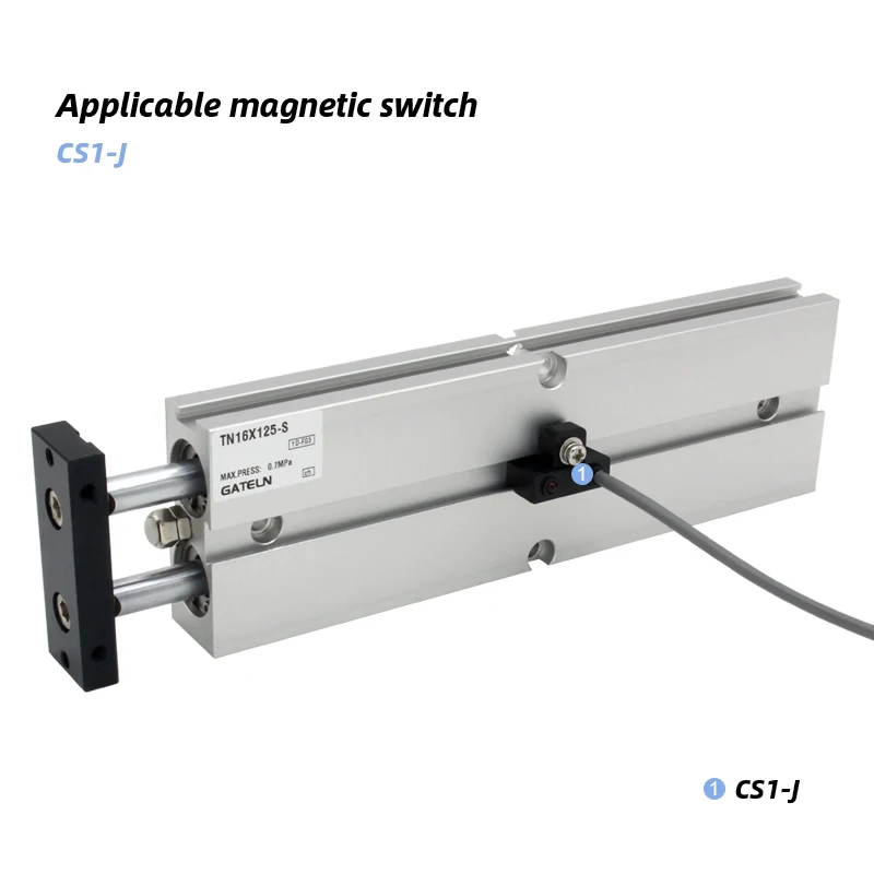 Tweelangs Cilinder Tn25 Dubbelwerkende Boring Maat 20Mm Slag 10-200 Met Magneet Luchtcilinder Tn 25X30S Tn 25X20S Tn 25X100S Tn 25X50S