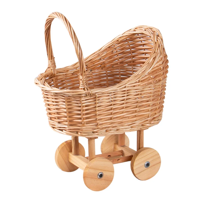 

A95I-Baby Basket Modeling Trolley Wickerwork Storage Basket Pet Nest Moon Flower Basket Photography Props One-Year-Old Gift Smal