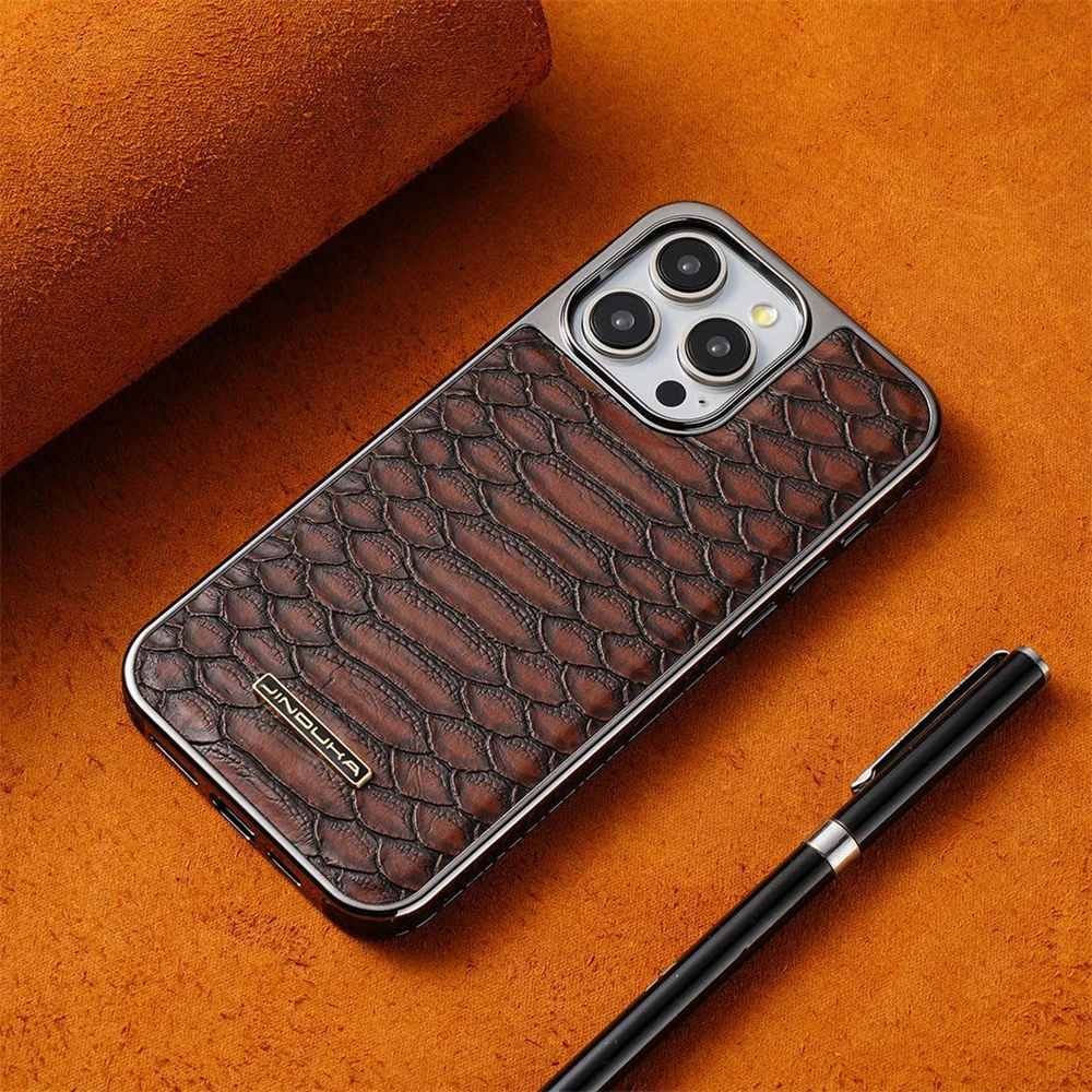 Luxury Snake Skin Pattern Leather Shockproof Protective Phone Cover Case For iPhone 15 Pro Max 14 13 12 Pro Max Business Case