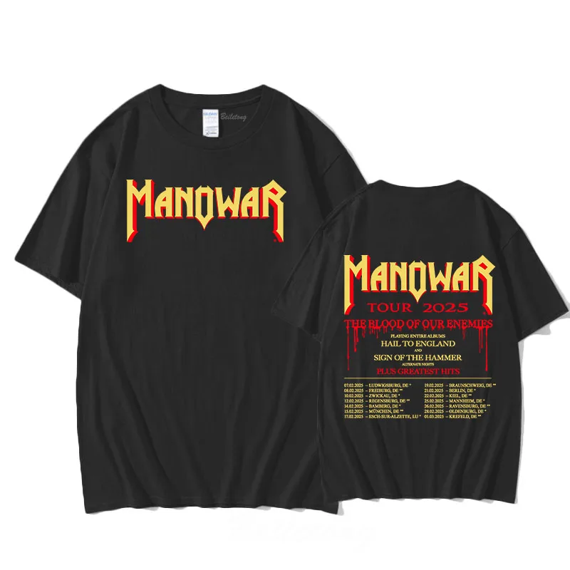 Manowar T-shirt Heavy Metal Band O-neck Casual Tee-shirt Summer Harajuku Grunge Tshirt Sudaderas Women/men Vintage Punk Clothes