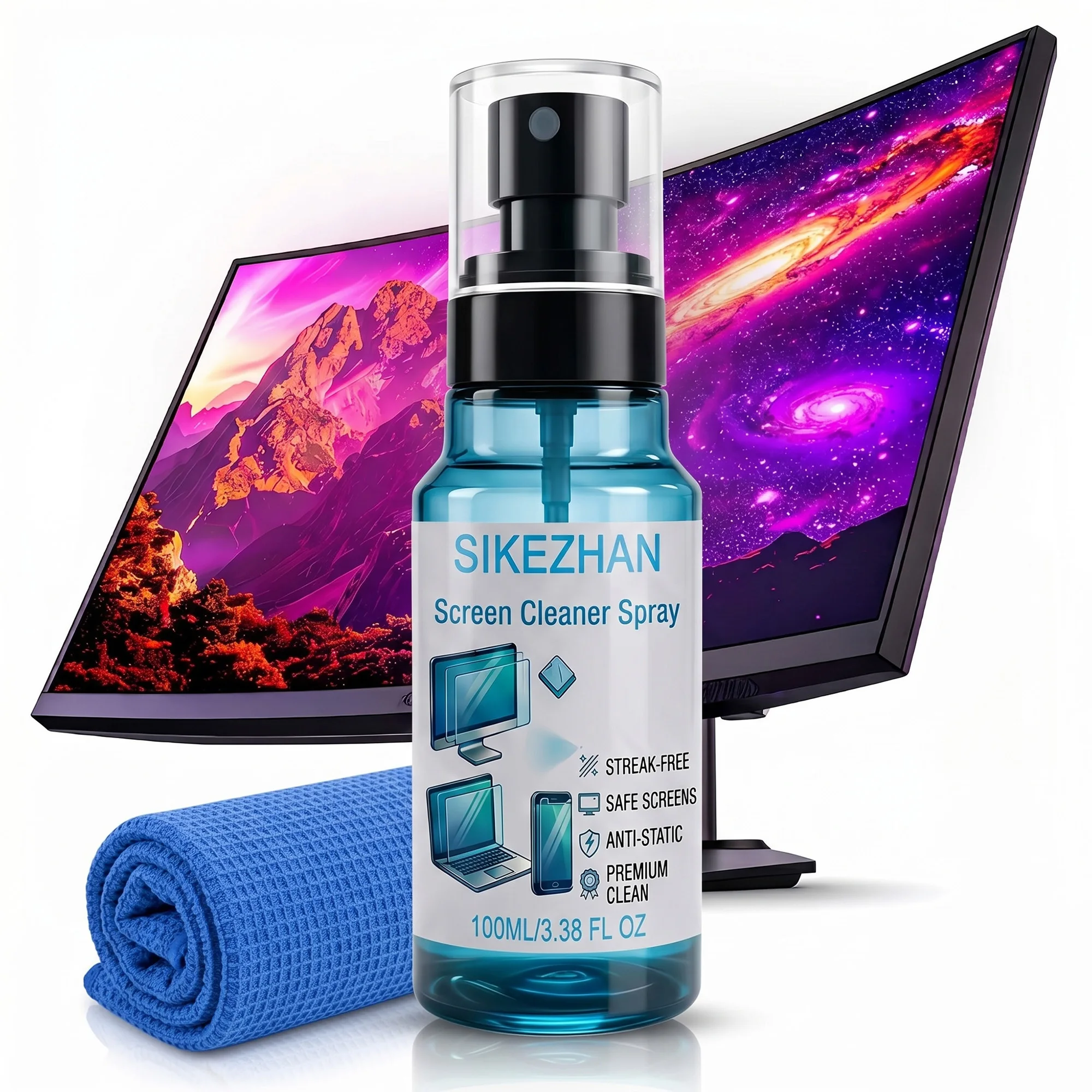 Monitor Cleaning Kit - Screen Cleaner Spray & Microfiber Cloth