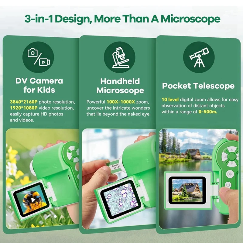 HOT! Microscope For Kids,1000X Handheld Digital Microscope,Portable Pocket Microscope Miniscope,USB Mini Scope For Children
