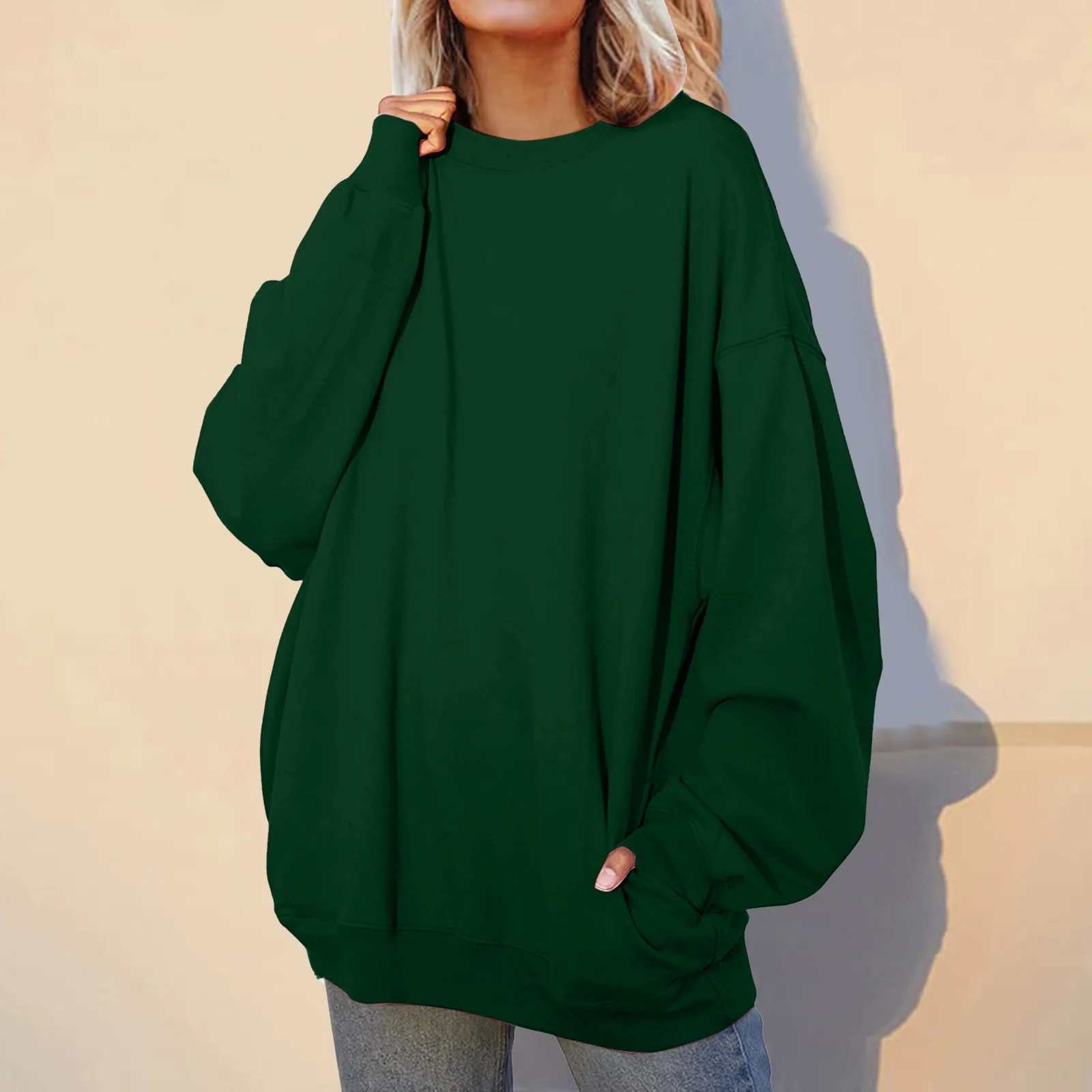 Fashion Winter Hoodies Sweatshirt Autumn Winter Long Sleeve Sweatshirts Oversized Women Solid Loose Pullover Casual Streetwear