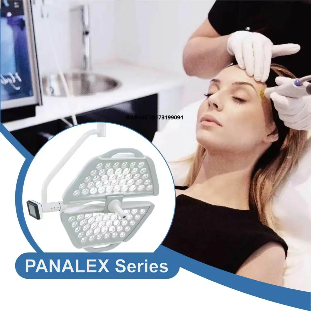 Lámpara quirúrgica LED eléctrica de doble cabezal con certificación CE, sistema 1080p, alto índice de reproducción cromática 96, apta para uso médico.