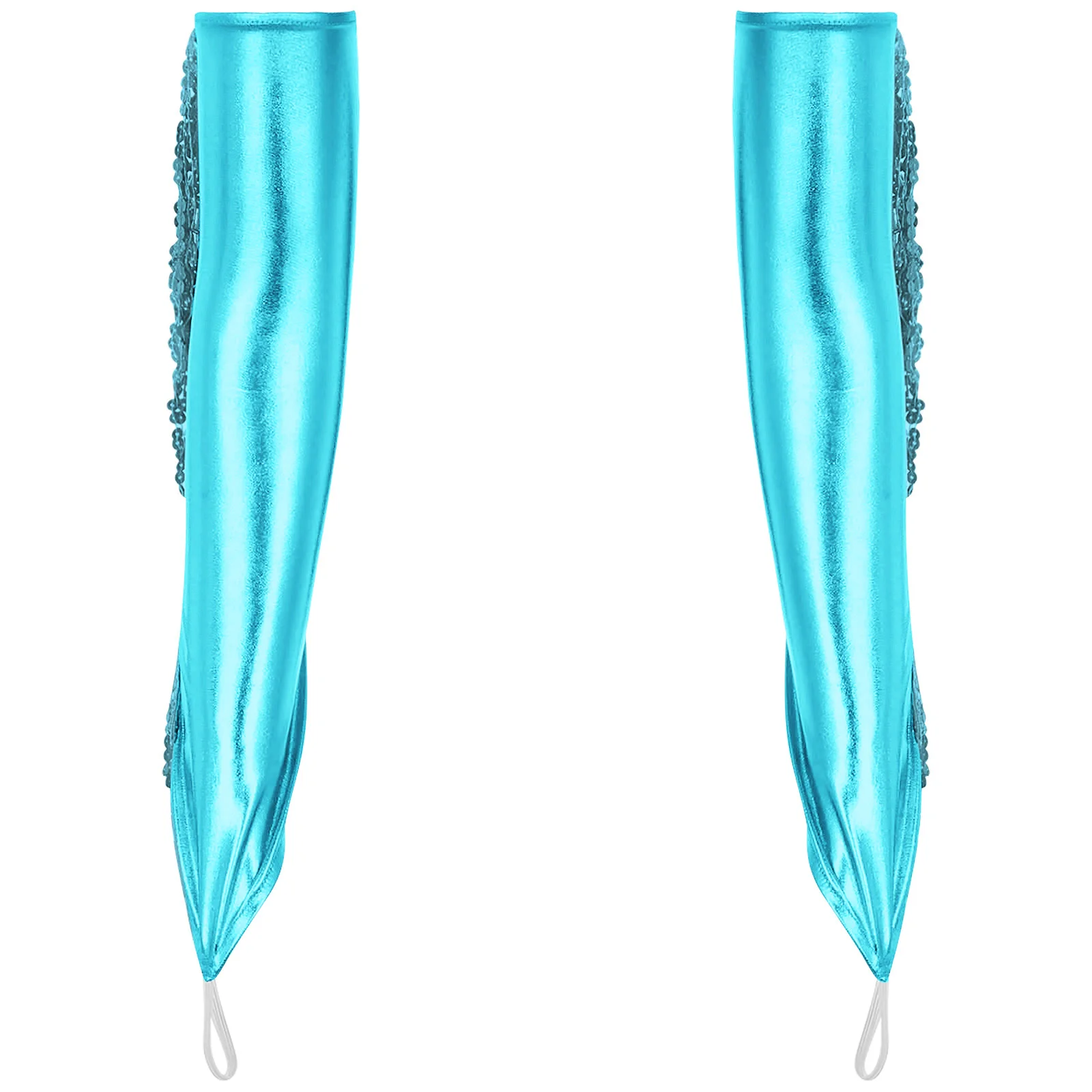 Gants de fête brillants pour femmes, longueur coude, longs pompons, paillettes métalliques, mitaines sans doigts, accessoires de Performance sur scène