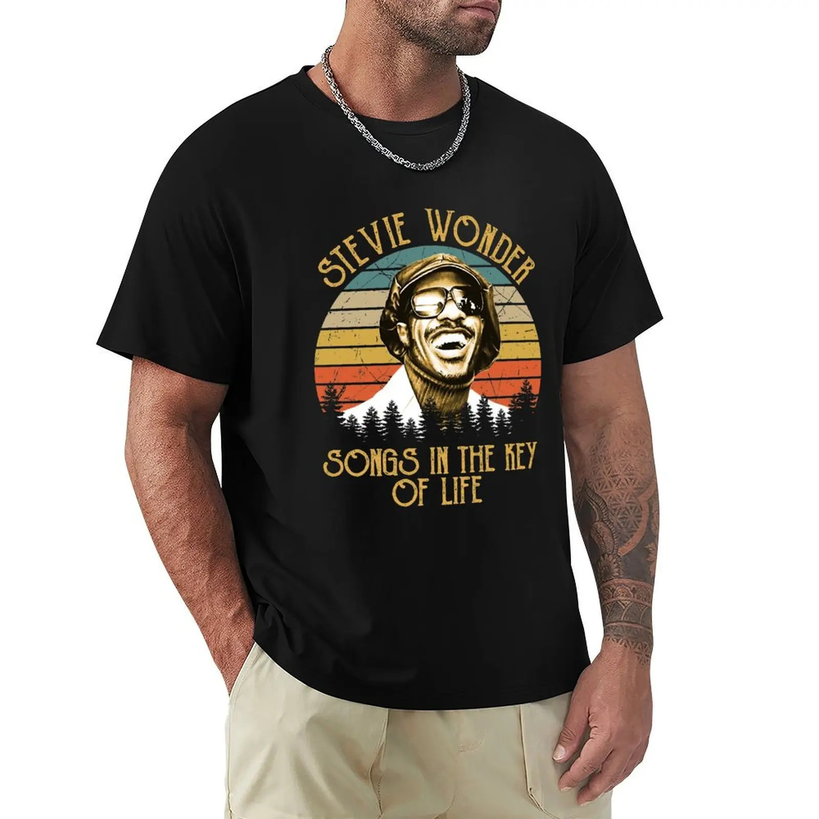 Stevie Wonder Songs In The Key Of Life T-Shirt Casual Work Wear T-Shirt