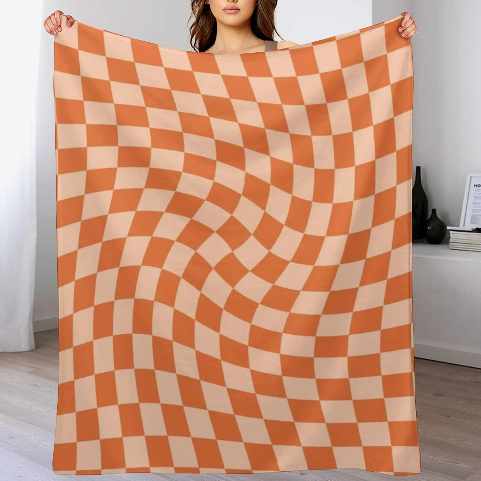 

Check IV - Orange Twist Throw Blanket Soft Bedroom Blanket for Night Sleeping