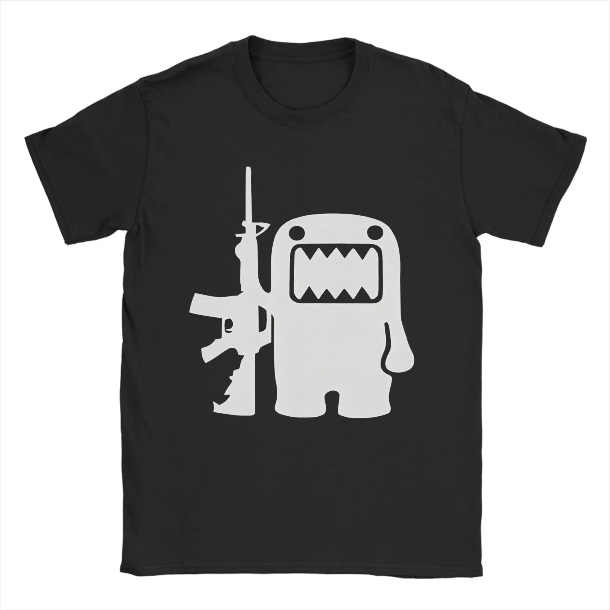 

Футболка Domo Kun AK-47, мужская забавная футболка из чистого хлопка с круглым вырезом, топы с короткими рукавами, идея подарка