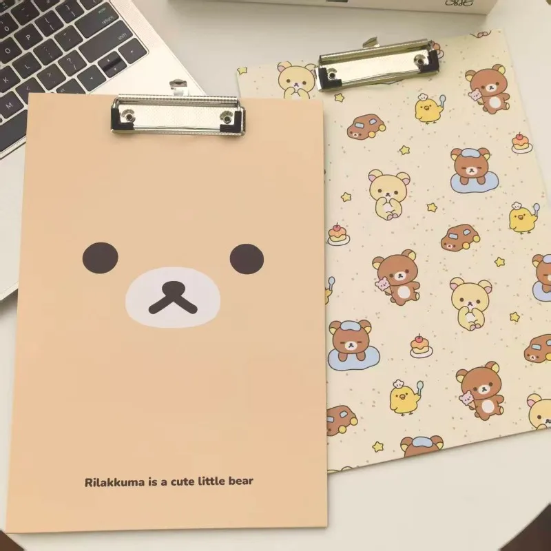 Rilakkuma A4 folder design simple bear face full cartoon print metal spring clip hard board office file holder cute stationery view 2