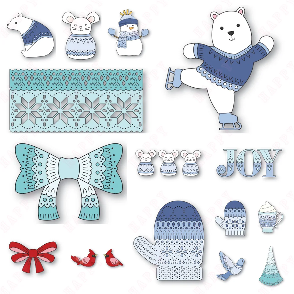 

Winter Bear and Mitten Dies Metal Cutting Dies Scrapbooking Decoration Embossing Cut Die Template DIY Make Card Album 2025 New