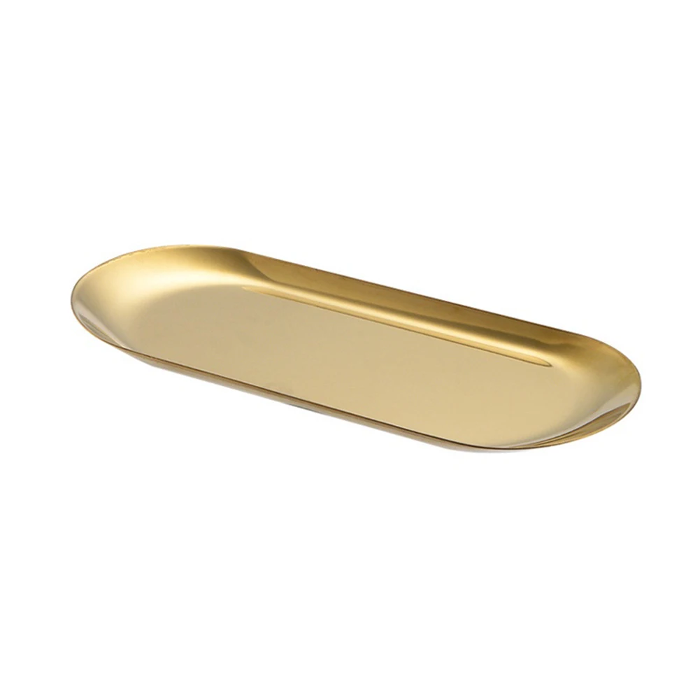 Store Food Retail And Sundries Plate Tray 1pcs Gold Oval Silver Stainless Steel For Kitchen Store Food Saves Space