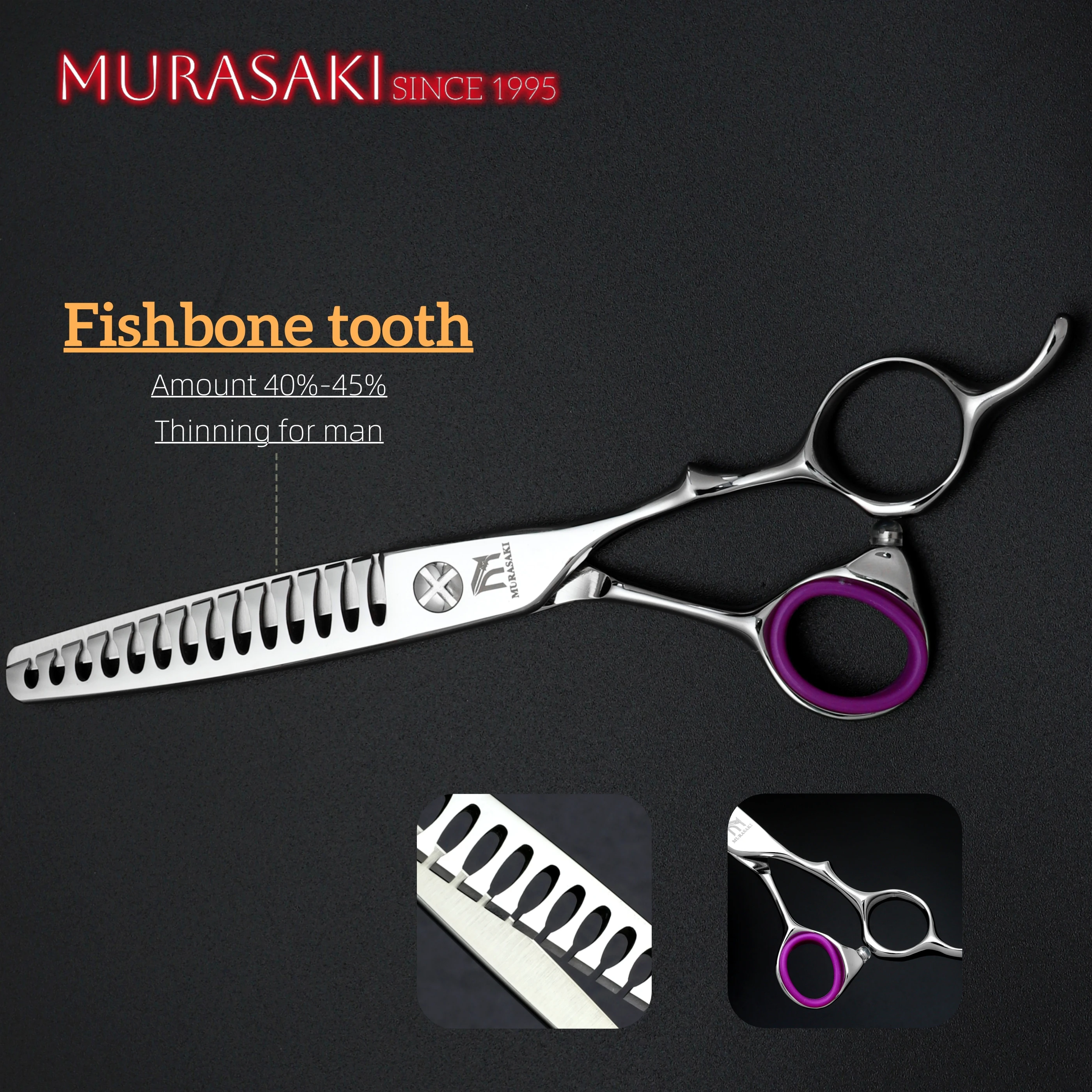 MURASAKI Professionelle Haarausdünnungsscheren, 6-6,8 Zoll Hitachi 440C Stahl-Friseurscheren, hochwertige Haarschneidewerkzeuge für den Salon – Detail 29