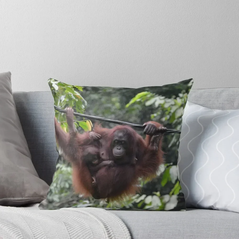 Orangutan Mother with Baby Throw Pillow Luxury Pillow Case Cushions Home Decor Cushion Covers For Living Room pillow