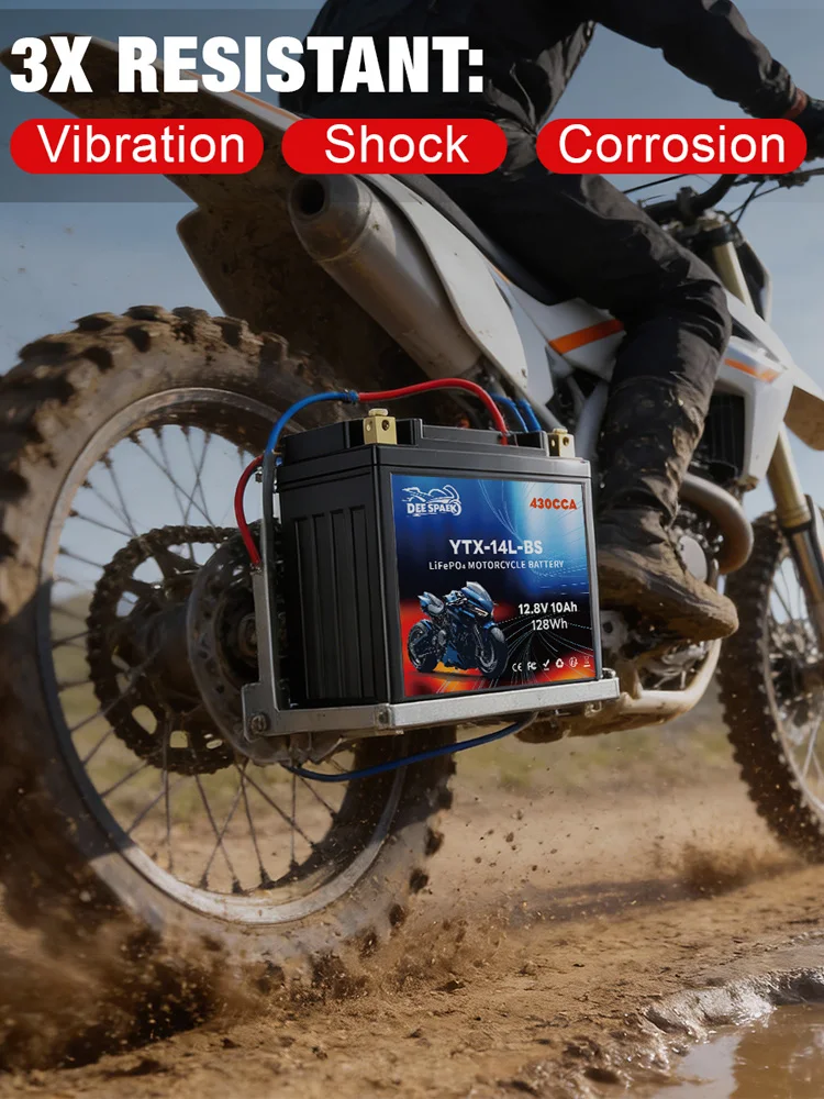 DEESPAEK 12V Motorrad-Starterbatterie 3,5-20Ah CCA 650 600 430 LiFePO4 Starterbatterie mit BMS-Spannungsanzeige für ATV UTV Roller Schneemobil Yamaha Honda Suzuki