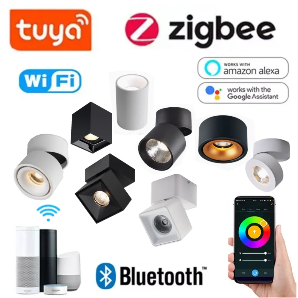 

Tuya Zigbee LED ceiling light Down light COB spotlights 12W 2700K-6500K Anti-glare Dimmable lamp AC85-245V Smart home indoor